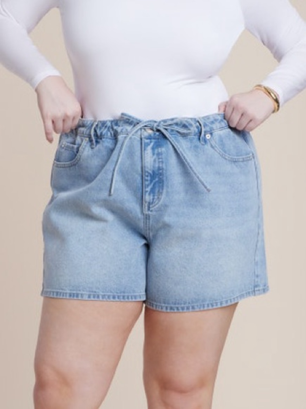 Eloquii Drawstring Lightweight Blue Denim Jean Shorts. Size 18. New with tags.